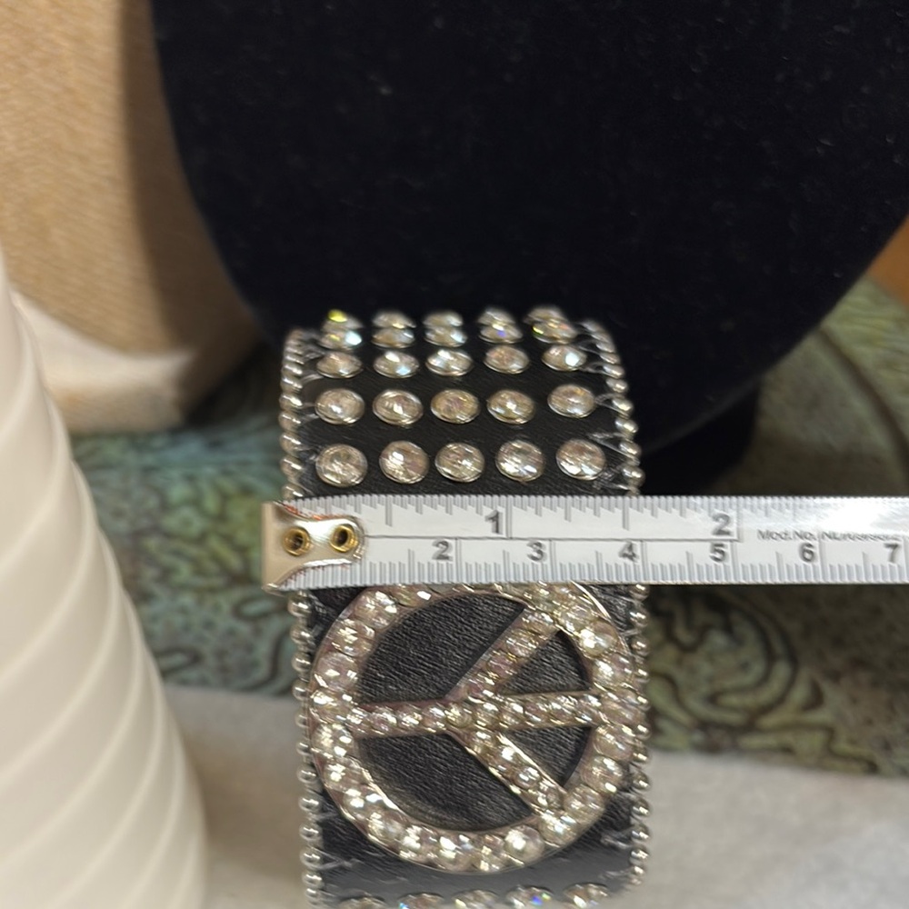 Black Studded Peace Sign Bracelet - Picture 13 of 13